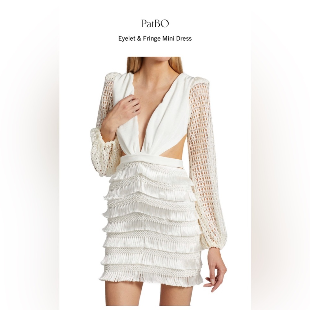 PatBO
Eyelet & Fringe Mini Dress